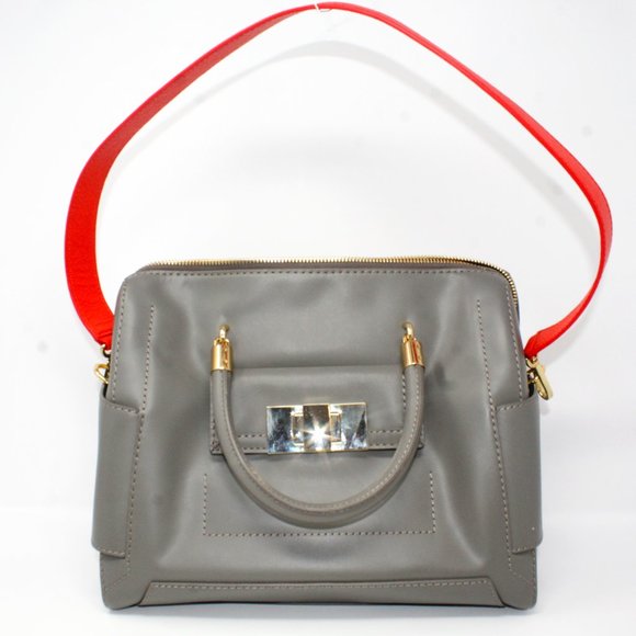 sass & bide Handbags - Sass & Bide Satchel Bag The Ember  Gray Pocketed Zippered Orange Strap Purse Lux